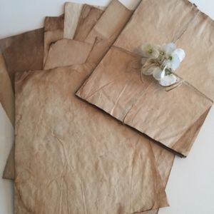 Tea stained papers.hand dyed, Vintage, wedding,